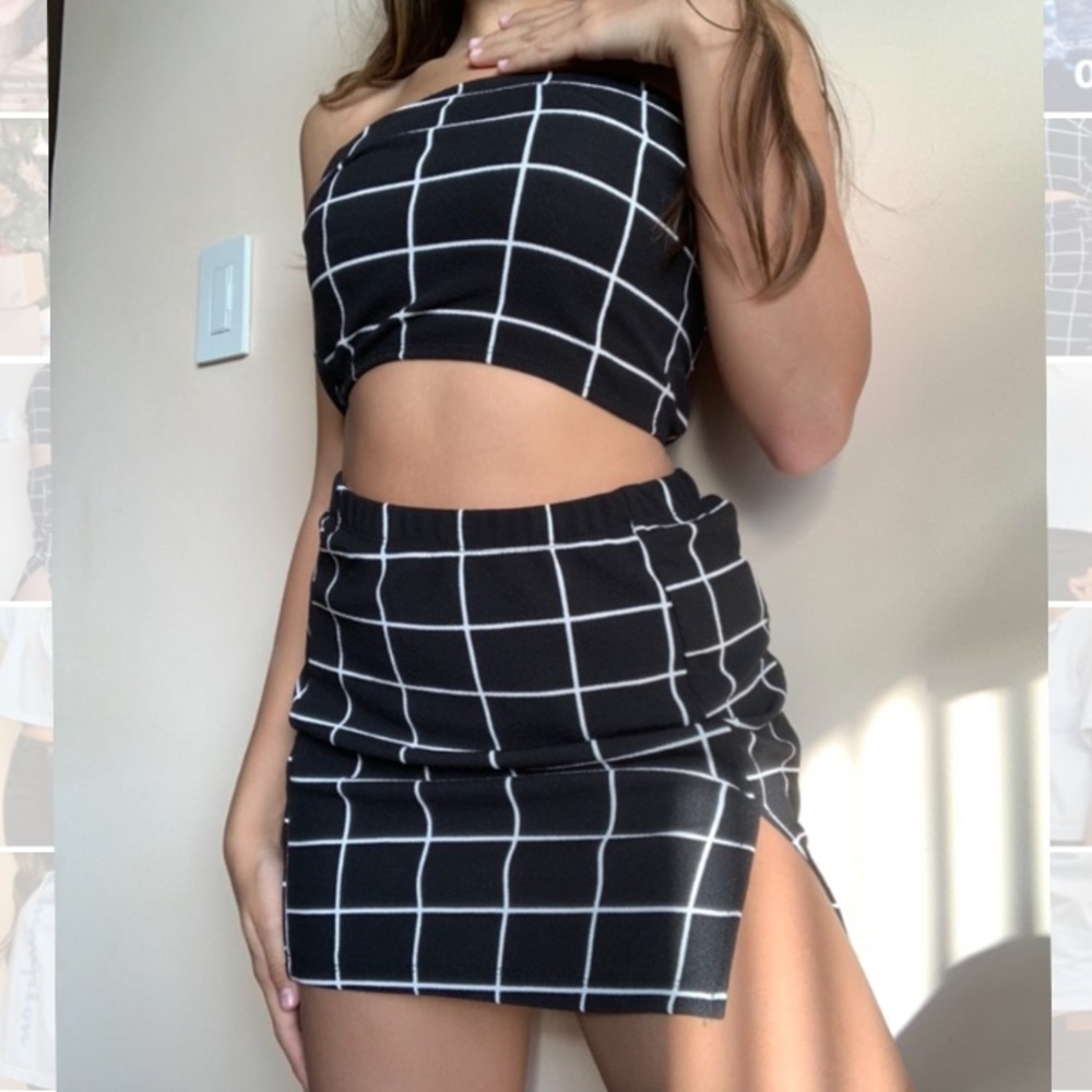 tube top and mini skirt set